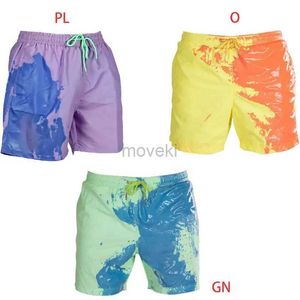 Herren Bademode Männer Sommer Strand Shorts Temperaturempfindliche Farbwechsel Badehose Elastische Kordelzug Taille Schnell Trocknend Wassertropfenverschiffen 24327