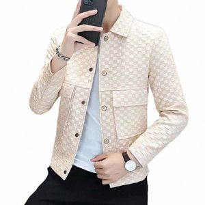 men Jacket Fi loose lapel-up Spring Autumn men Coat Casual Cargo jacket Solid Color Loose male Outerwear P4r2#