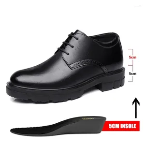 Casual Shoes höjda 8/10 cm Man Platform High Heel Black Dress Formal Office Leather for Men Elegant Business Hiss