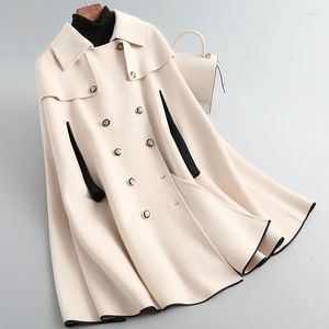 Casual Dresses 2024 Autumn/Winter Woolen Coat French Cloak Mid Length Loose Double Sided Cashmere Women