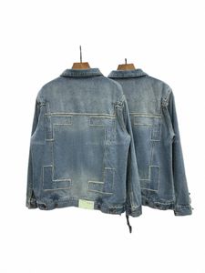 2024 Autumn and Winter Men's Patch broderad jacka FI Trendy Denim Jacket 100% Cott Denim Tops för både män och kvinnor S07L#