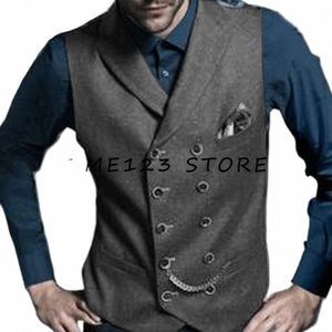 men's Woolen Casual Busin Elegant Single Breasted V-Neck Vest Vests for Men Suit Male Steampunk Gothic Chaleco Formal Wear i1tF#