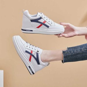 Genuine Little 2024 Leather Spring New White Womens Korean Edition with Elevated Lace up Casual Colored Female Student