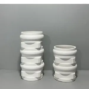 Vases Creative White Art Ceramic Vase Abstract Geometric Ornament Table Setting Storage Jar Living Room Decoration Home