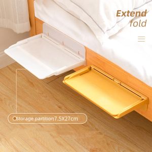 Rack Portable Bedside Storage hyllan väggmonterad sänghuvud rack infällbart fällbart hängande hylla kök badrum lagringshållare