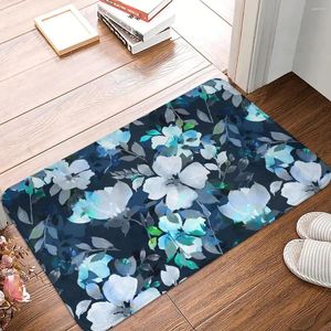 Mattor Anti-Slip Rug Doormat Living Room Mat Wathercolor Blue Floral White Flowcony Mattor inomhusdekor