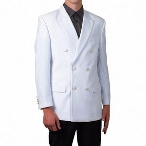 Ny design vit med svarta byxor män passar dubbelbröst jacka 2 bit tuxedo brudgum blazer prom mens passar terno masculino f1nd#