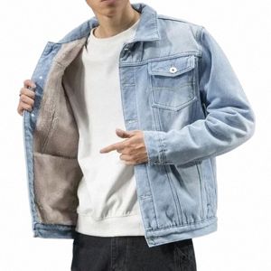 Casacos jeans masculinos acolchoados ombros largos jaqueta jeans masculina bunda com lã de ovelha quente tamanho solto l navio livre usado g 352I #