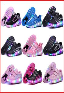 New LED Roller Skate Shoes With One/Two Wheels Lights Up Glowing Jazzy Junior Kids Shoes Adult Boys Girls Sneakers2235385