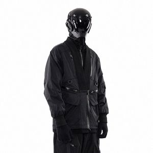 whyworks 22AW Techwear Robe Soft Shell Trench Coat Jacket Darkwear Kimo Functial Waterproof Outdoor Multi-Pocket Workwear 65Eq#