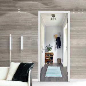 Klistermärken 3D Modernt rumsscen Dörrklistermärken Stereoskopiskt utrymme Självhäftande PVC Wallpaper Cover Bedroom Poster Apartment Decor Art Mural