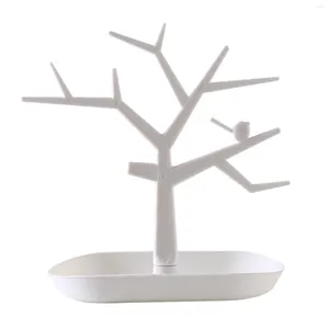 Dekorativa plattor Bird Tree Armband Ring Tray Halsband Plastörhängen Hyllor Hushåll Kvinnor Förvaring Rack Jewellery Stand Display