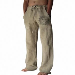 Jodimitty Men's Cott Pants Summer Solid Color Bortable Trousers Mane Casual Elastic midje Fitn Pants Hip Hop Streetwear H0U3#