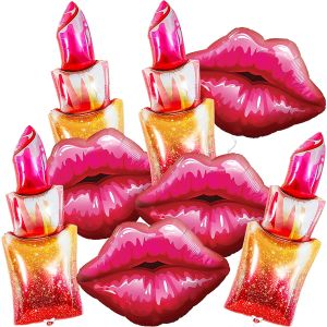 Dekoration 8st Gigant Lipstick Foil Balloons Red Lips Balls Wedding Makeup Theme Girls Party Valentine's Day Spa Birthday Bridal Decor