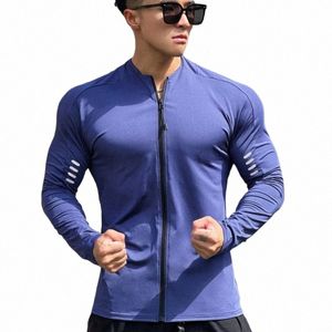 loose T-Shirts Casual Men's Clothing 2024 Fitn Zipper Lg Sleeves Exercise Breathable Oversized T-Shirt Man Clothes Big Size A7kl#