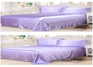 Conjunto de cama de seda azul roxo lilás, 7 peças, lençóis de cetim, super king, queen, tamanho duplo, capa de edredom, cama equipada em um saco 2703485