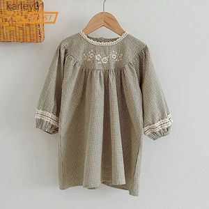 Mädchen Kleider Frühling Kinder Baby Mädchen Langarm Süße Gitter Sticken Prinzessin Kleid Neue Herbst Kinder Baby Mädchen Kleid Kinder kleidung Kleid yq240327