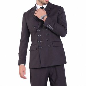 Män bröllop kostym 2 bit set smal fit elegant formell dres busin tuxedo topp lapel dubbel breasted blazer brudgum parti dräkter 02nr#