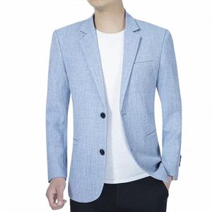 2024 Men's Suit Jacket Casual Busin Slim Fitting Suit Bazers Men Solid Minimalist Job Jacket Men Clothing Wedding Jacket Male 02Pj#