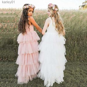 Girl's Dresses Little Girls Dress for Kids Summer Princess Birthday Party Gown Lace Wedding Cake Fluffy Dresses Children Ceremonies Clothing yq240327