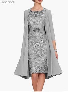 Urban Sexy Dresses MANRAY Chiffon Mother of the Bride With Jacket Knee-Length 3/4 Sleeve Lace Wedding Guest Evening Prom Groom Gowns yq240327