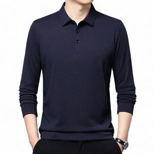 Spring Men's Thin Waffle Solid Polo Neck LG T-shirt T-shirt Autumn Fi Splating Butts swobodne wszechstronne najlepsze 98K2#