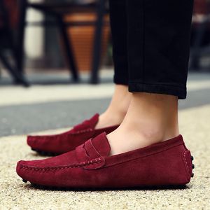 Men Casual Shoes Espadrilles Triple Black White Brown Wine Red Navy Khaki Mens Suede Leather Sneakers Slip On Boat Shoe Outdoor Flat Driving Jogging Walking 38-52 A082