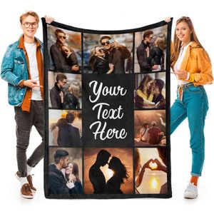 Custom with Picture Text Customized Thows Personalized Customizable Blanket Photo Blankets Customize Valentines Day Gifts for Mom Dad Couple Girlfriend