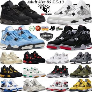 With Box 4 basketball shoes for mens women 4s Military Black Cat Bred Reimagined Sail Red Cement Yellow Thunder White Oreo Cool Grey University Blue Pink Sport Sneaker