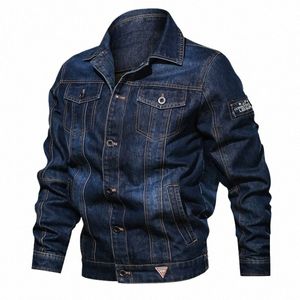 Męska kurtka dżinsowa modna FI Red -Denim Jacket Owewear Jean Kurtki męskie bombowce wiatrówki kowbojskie płaszcze plus rozmiar 6xl D9T4#