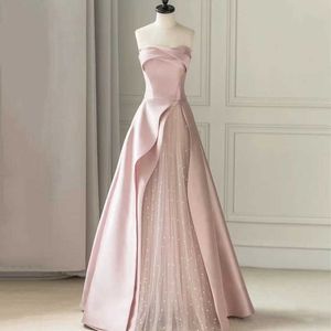 Różowy sukienka bez ramiączek celebrytka Bankiet Toasting strój dla dorosłych Party Gospodarz Wysokiej klasy zaangażowanie