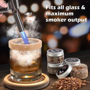 Bar Products Cocktail Smoker Set Wooden Smoked Wood Hood Whiskey Smoking Chips Box Cocktails Infuser Kit Kitchen Accessories