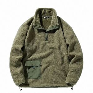 Mäns Lamb Veet Jacka plus Veet Theddy Veet Jacket Män fleece Pullover Jacket Winter Warm Tactical Military Coat Q95y#