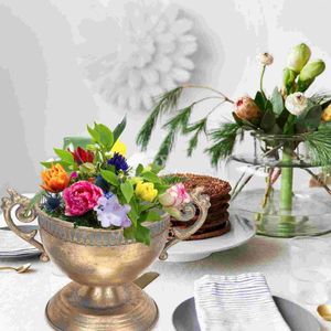 Vases Work Desk Decor Vintage Flowerpot Modern Home Metal Urn Flowers Decorative Office