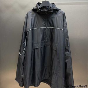 Designer Correct Version High Quality BL Home New Half Zipper Reflective Windbreaker Coat Loose Fit for Men and Women T4R2