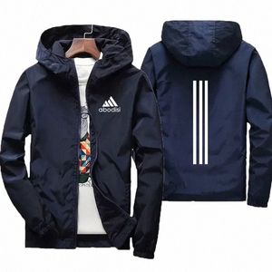 Mäns avslappnad jacka Våren och sommaren New Men's Street Thin Windproect and Solproect Windbreaker Hooded dragkedja tunn jacka S-7XL P165#