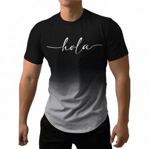 FI T-shirt dla mężczyzn Ctrast gradient harajuku krótkie topy z krótkim rękawem