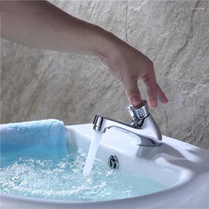 Bathroom Sink Faucets Delay Valve Press Flush Basin Faucet Wash Single Hole Cold