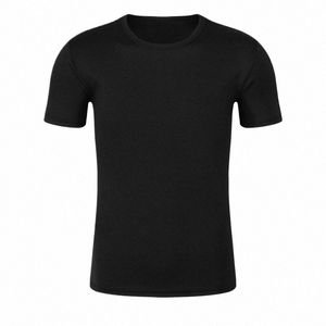 Sommarmän Ny högkvalitativ Quick-Torr Runda nacke Kort ärm Sport T-shirt Male Gymtröjor med andningsbara körningar E0DO#