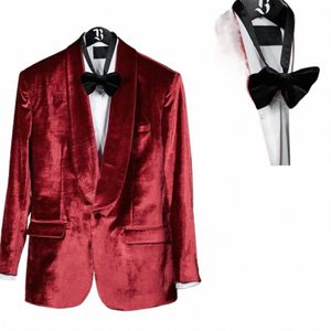 red Veet Men's Suits Tailor-Made One Piece Blazer One Butt Busin Sheer Lapel Tuxedo Wedding Groom Tailored Plus Size 44R5#