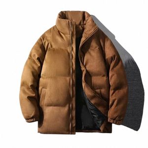 zamszowa kurtka parka męska puffer kurtka z bawełną wyściełaną płaszcze zimowe męskie odzież zagęszcza ciepłe płaszcze 545U#