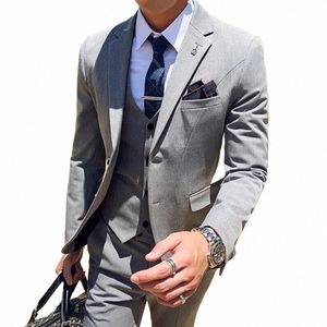 Jaquetas + colete + calças Ternos de negócios masculinos de alta qualidade / Masculino Slim Fit Cor sólida Noivo de casamento Dr Man Casual smoking Blazers x5SN #