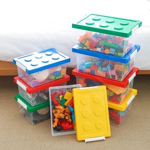 Transparente stapelbare Spielzeug-Aufbewahrungsbox zum Aufstecken, Aufbewahrungsbox für Kinderbausteine, lustige Lego-Spielzeugkiste für Kinder