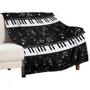 Cobertores preto e branco piano música padrão lance cobertor personalizado presente sofá