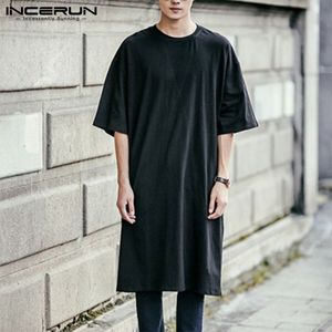 Nowa moda Mężczyzn T Shirt krótkie z rękawem Hip-Hop Solid Long Tee Shirt Tops Streetwear Korean Casual Longline Men T-shirt 5xl Y19060601 005