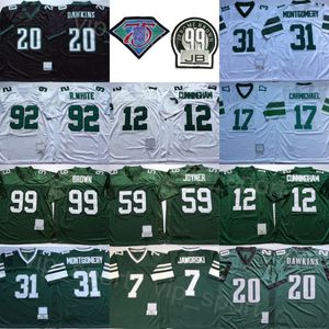 빈티지 1992 99 JB 축구 92 레지 화이트 유니폼 12 랜달 커닝햄 99 Jerome Brown 31 Wilbert Montgomery 17 Harold Carmichael 7 Ron Jaworski 59 Seth Joyner