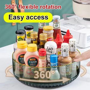 Kitchen Storage 360 Degree Rotation Spice Rack Multifunction Shelf Seasoning Bathroom Cosmetics Home Organization Tools