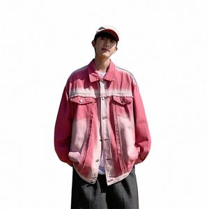 Spring Autumn Men Denim Jacket Casual Gradient Color Streetwear Cowboy Men Jackor Fi Wear-resistenta Jeans Chaquetas Hombre 13kt#