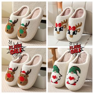 New Comfortable Home Cute Cartoon Santa Claus Couples Warm Cotton GAI soft Fluffy Christmas Designer Elk Lovely Thick Plush Unisex Winter White slippers 36-45