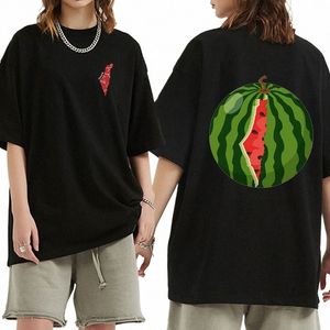 funny Watermel Double Sided Graphic T Shirts Men's Women Fi Casual Short Sleeve Tshirt Tops Man Cott Oversized T-shirt 62kT#